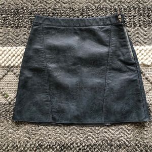 Zara Faux Blue Leather Mini Circle Skirt Size M